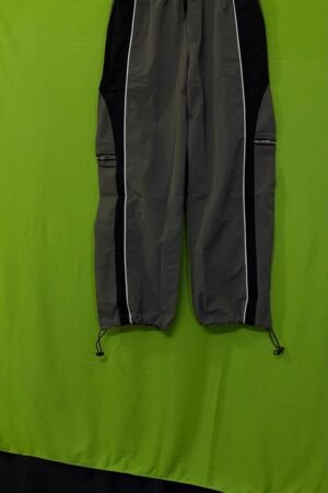 Dark Grey Sporty Cargo Track Pants With White Piping