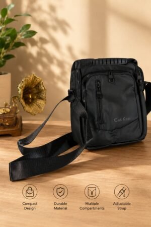 Cell Koel Multi-Pocket Crossbody Sling Bag Black