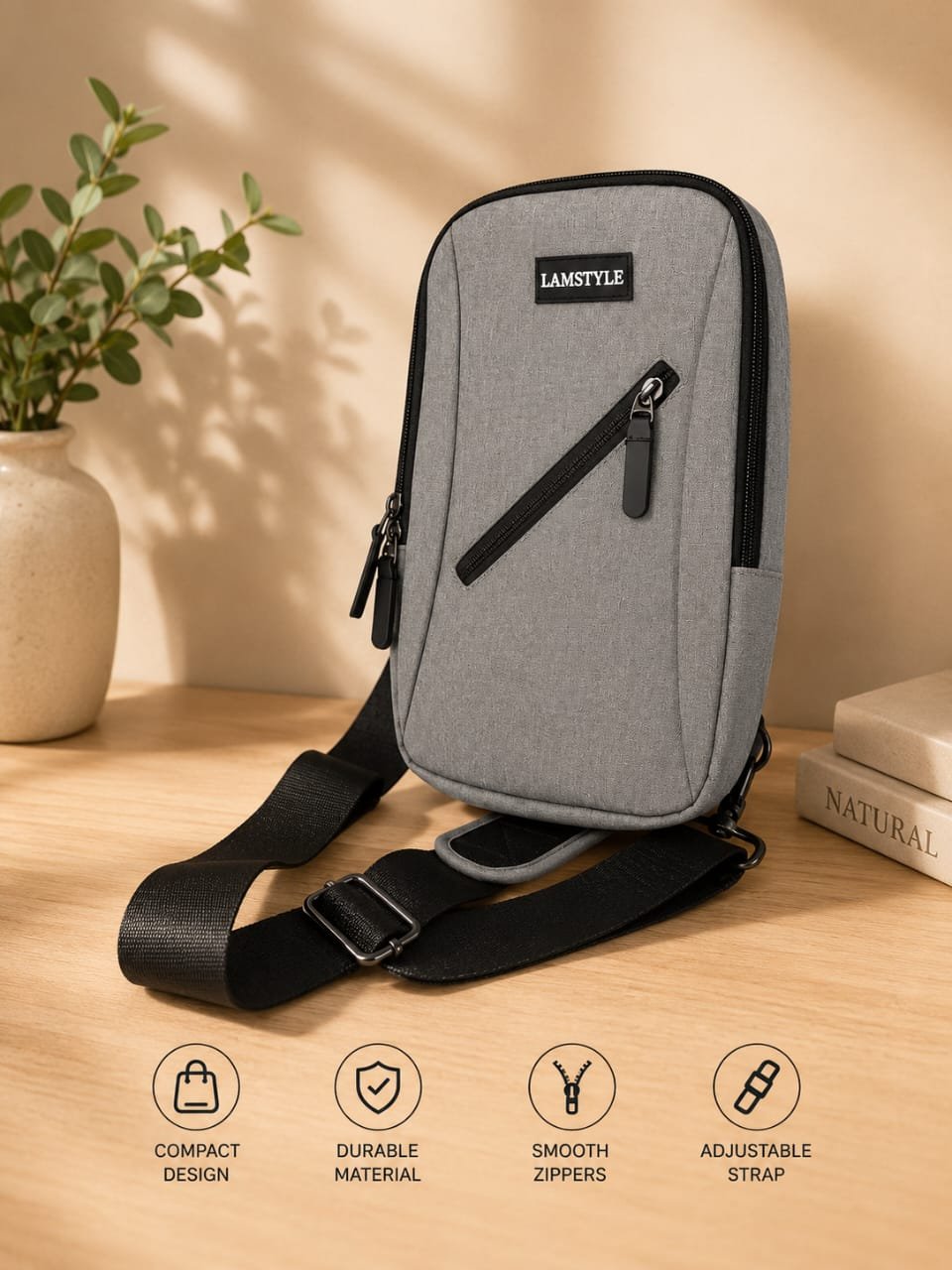 L&M Style Grey Crossbody Sling Bag For Men & Women