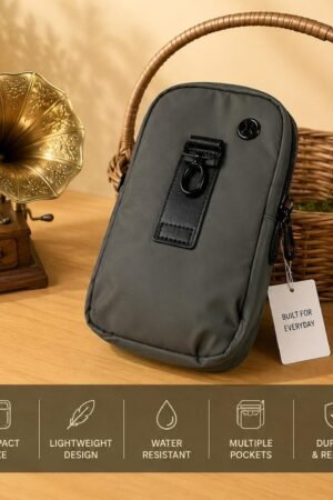Gray Multi-Pocket Crossbody Sling Bag