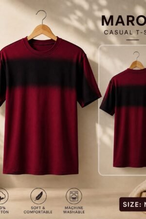 Red Ombre Contrast-Stitch T-Shirt