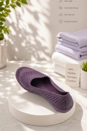 Purple Perforated Lightweight Slip-On Casual Shoes