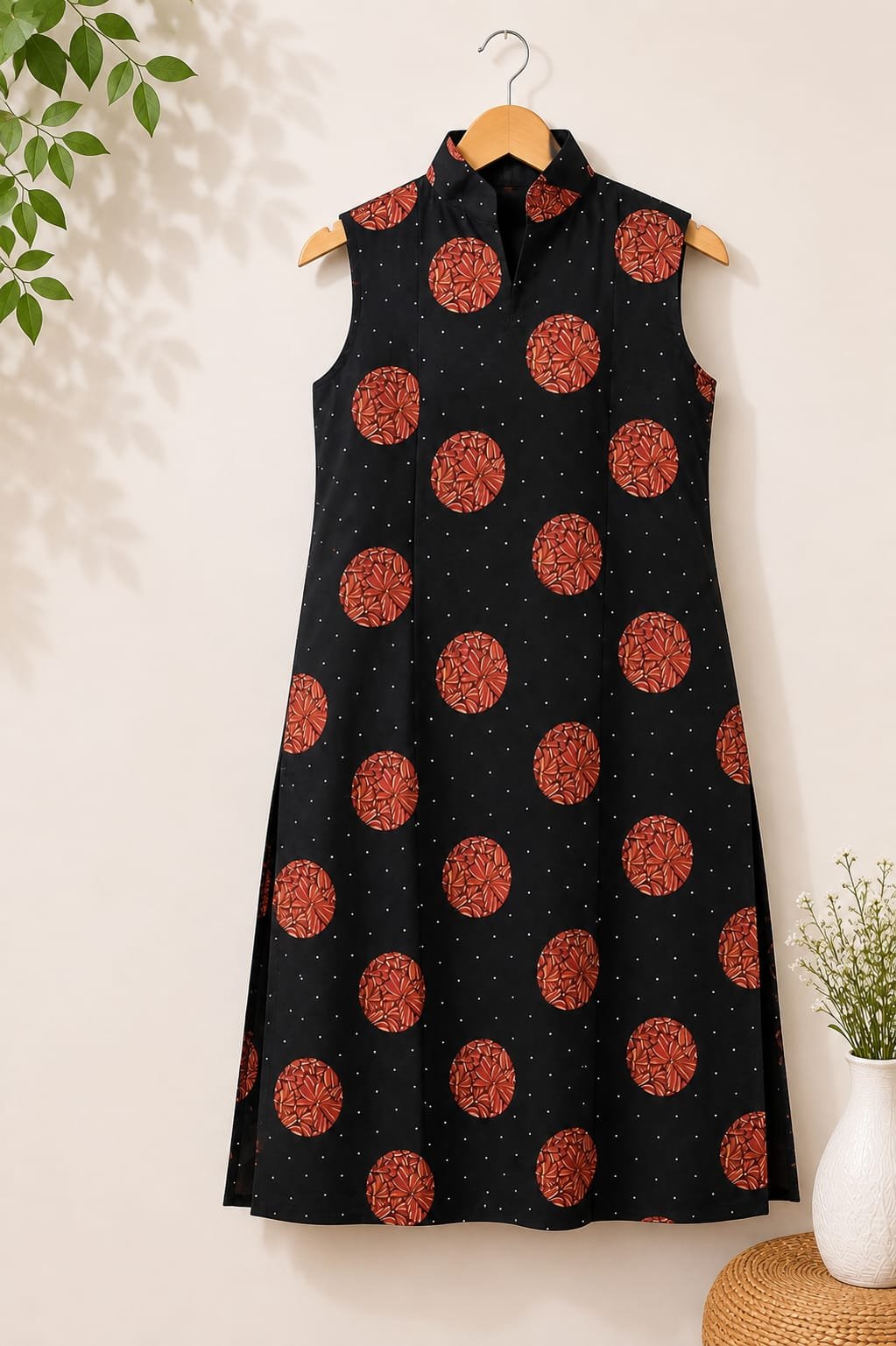 Black & Pink Patterned Kurti
