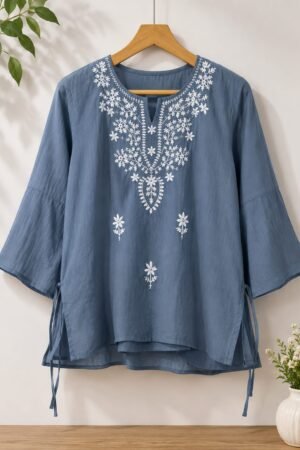 Teal Embroidered Kurti