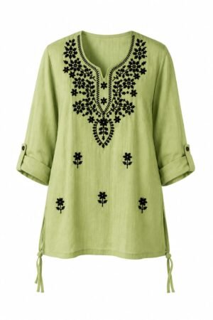 light Green Embroidered Kurti