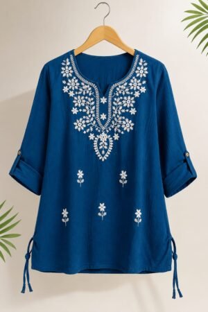 Dark Teal Embroidered Kurthi
