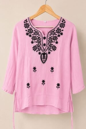 Pink Embroidered Kurti