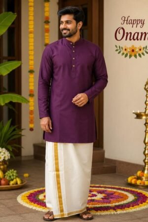 Full sleeve Cotton Blend Royal Purple Kurta