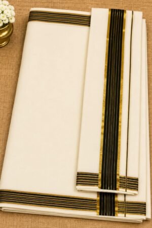 Classic Black & Gold Kasavu Mundu